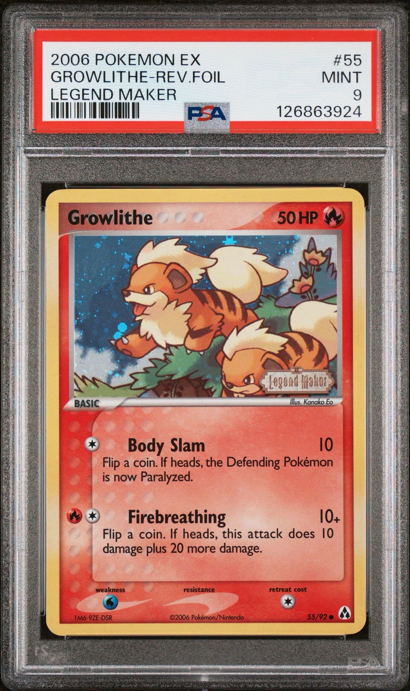 2006 POKEMON EX LEGEND MAKER #55 GROWLITHE-REV.FOIL LEGEND MAKER
